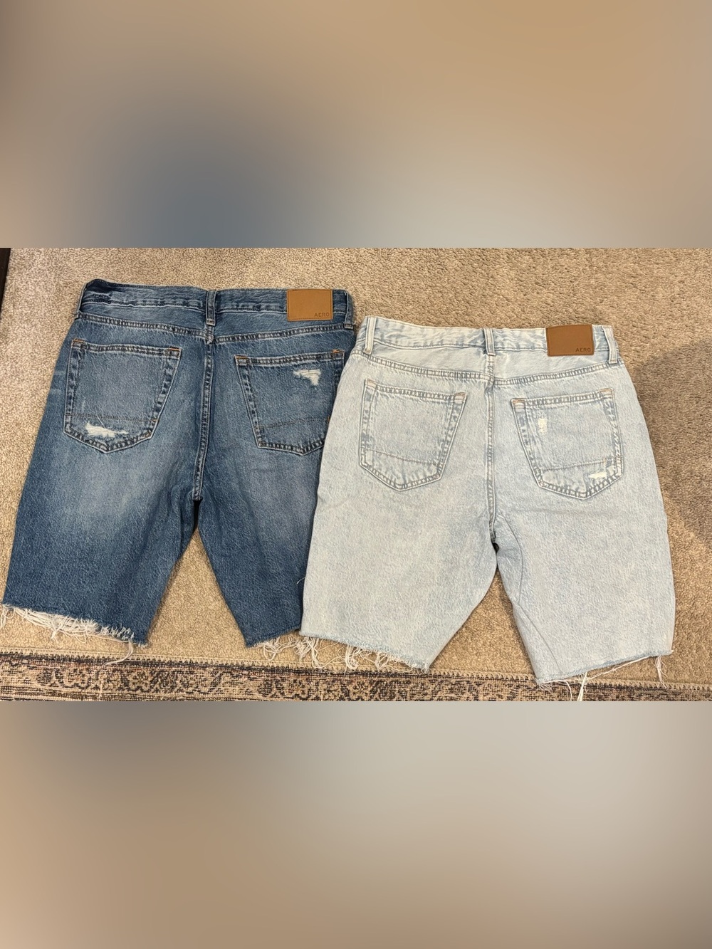 Aeropostale Distressed Denim Shorts Duo - Dark Blue & Light Blue - Picture 2 of 10